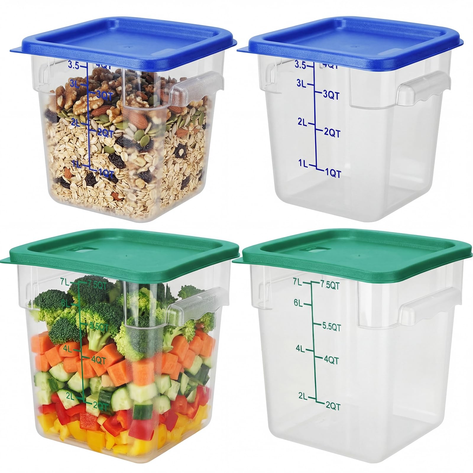 Photo 1 of *See Clerk Notes*
Lallisa 4 Pcs 8qt & 4qt Clear Food Storage Containers with Lids Handles and Scales, Stackable Plastic Square Food Storage Containers for Dough Proofing Baking Kitchen Restaurant(Blue, Green)
