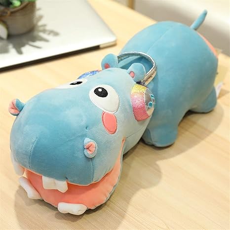 Amazon Co Jp 漫画のカバぬいぐるみ4色前歯カバ大動物の枕睡眠なだめる人形飾りの人形 Ztoyby Color Blue Size 60cm ホーム キッチン