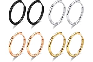 YESTEEL 316L Surgical Steel Hoop Earrings, 6mm-20mm Huggie Hoop Earrings Men Hypoallergenic, Small Sleeper Mens Hoop Earrings Cartilage Earrings for Women 20G 18G
