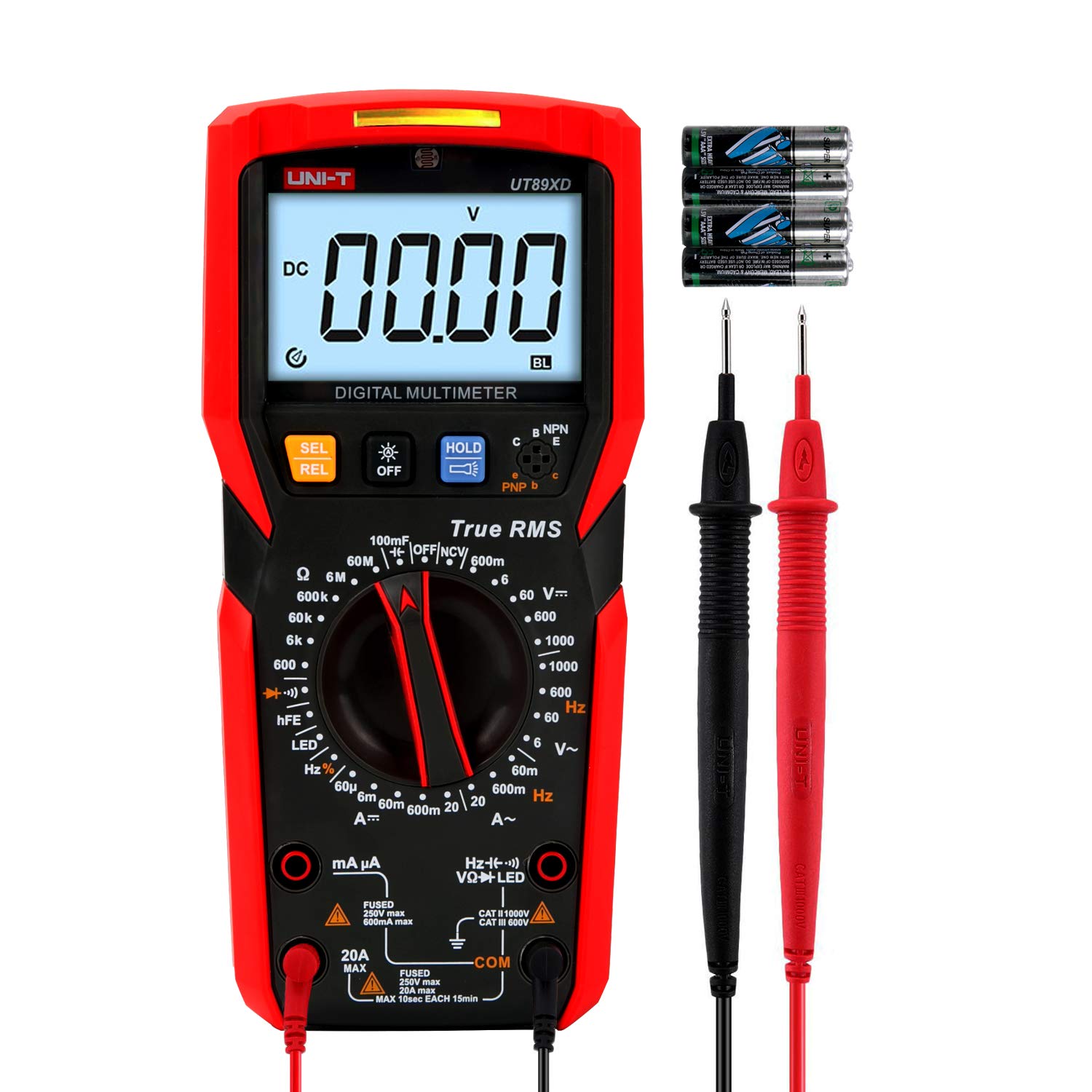 Digital Multimeter, BOTTERRUN UT89XD TRMS 6000 Counts Multimeter Volt Meter AC/DC Amp Ohm Voltage Current Tester LED Measure with Resistance Continuity Capacitance Frequency and Diode Test