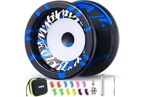 MAGICYOYO Professional Responsive Yoyo for Kids 8-12, V6 Locus Dual Function Yo Yo for Adults, Finger Spin Trick Yo-yo with Unresponsive Bearing, Bearing Tool, Case Bag, 12 Strings（(Black Blue)