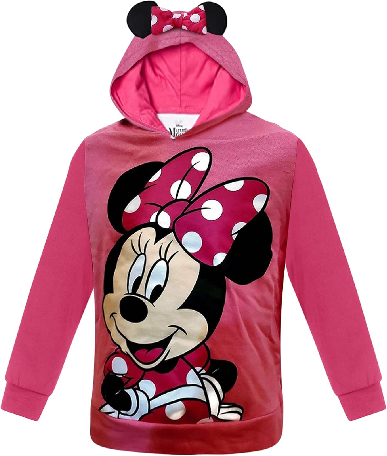 Disney Sweet Minnie Girls Ear Hoodie, Pink, XLarge: Clothing