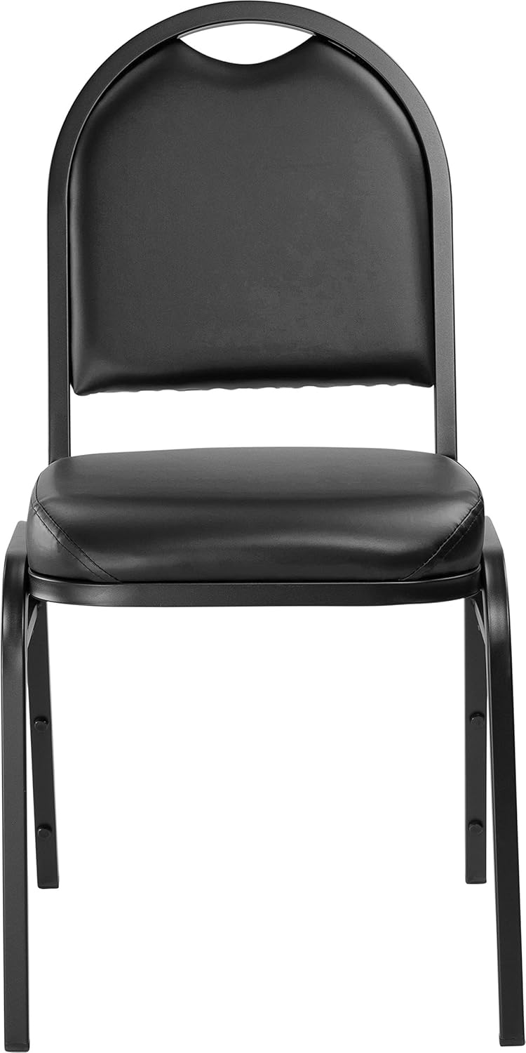 NPS 9210-BT Vinyl-upholstered Dome Back Stack Chair with Steel Black Sandtex Frame, 300-lb Weight Capacity, 18" Length x 20" Width x 34" Height, Black: Industrial & Scientific