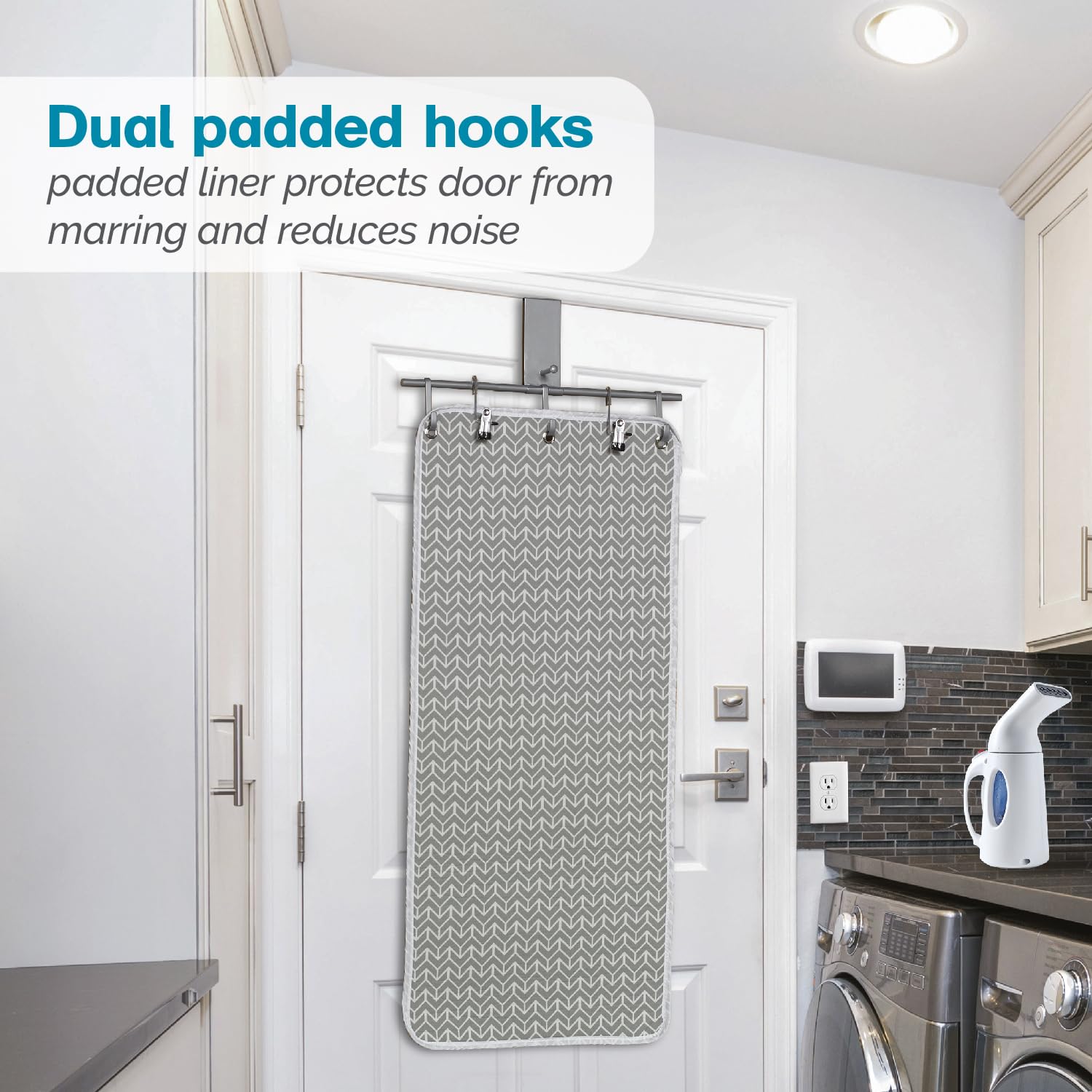 Polder Over-the-Door Steaming Station, Clothes Steamer Station, 100% Cotton Cover with Water Protection Layer, Portable Garment Steamer Pad, Ideal for Home and Travel, 38