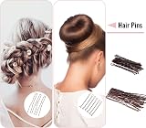 Tikplus 68PCS Hair Bun Maker Kit - Nets, Donuts, Pins, Bands - Brown Hair view 5
