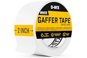 D-NYX Gaffer Tape 2 Inch x 1 Pack White Gaff Tape No Residue, Heavy Duty Gaffers Tape, Multipurpose Real Professional Grade White Gaffer Tape, Matte Finish, Non-Reflective, Waterproof