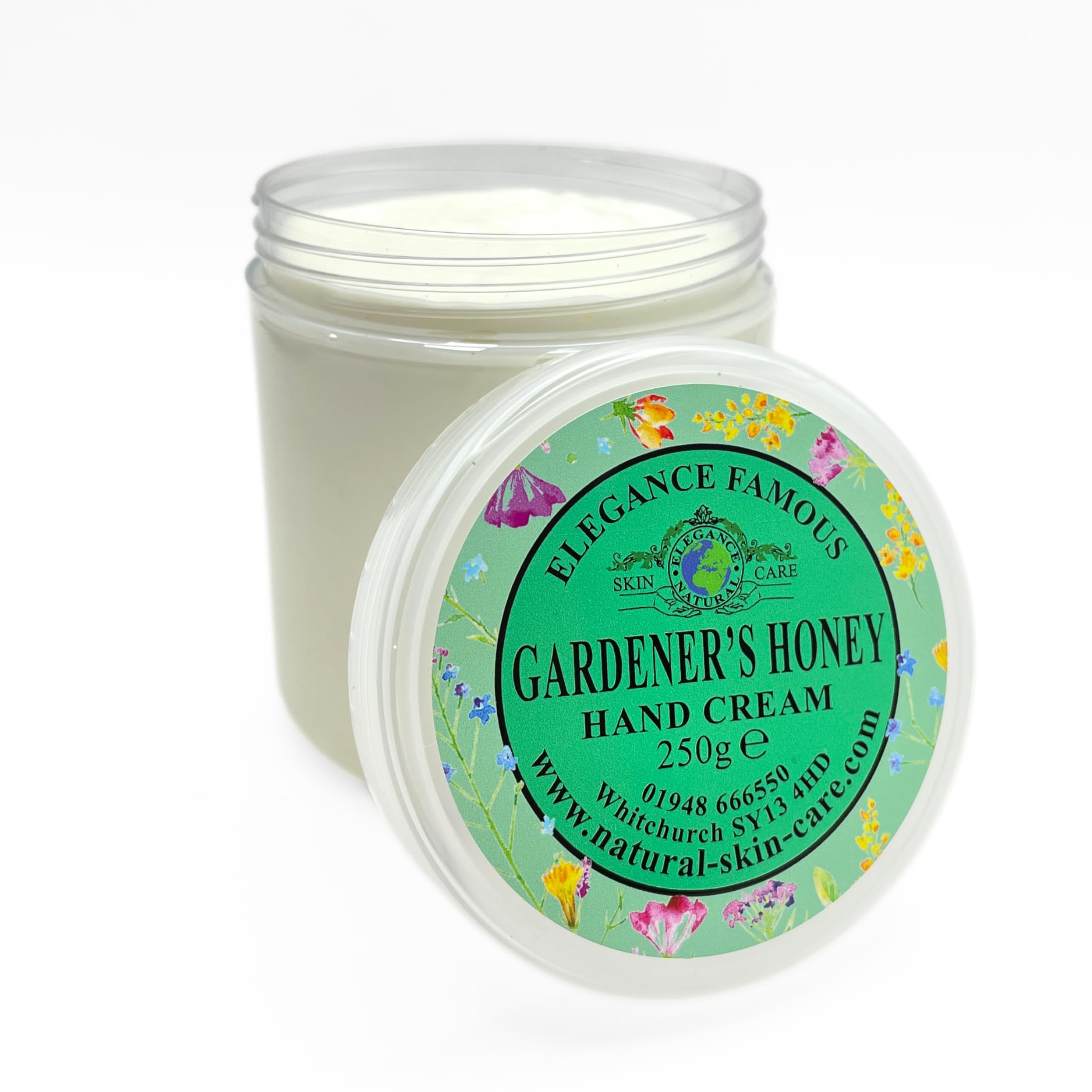 Gardeners Honey Hand Cream 250g as Recommended by BBC Gardeners World 2023 Made by Elegance Natural Skin Care Multi Award Winning. Replenishing handcream for Dry Rough Working Hands and Split Fingers.