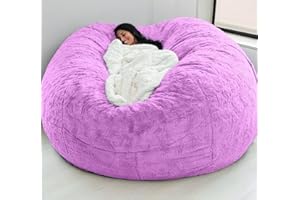 EKWQ 5 6 7 FT Bean Bag Chair Cover Chair Cushion, Big Round Soft Fluffy PV Velvet Sofa Bed Cover(it was only a Cover, not a Purple 5FT