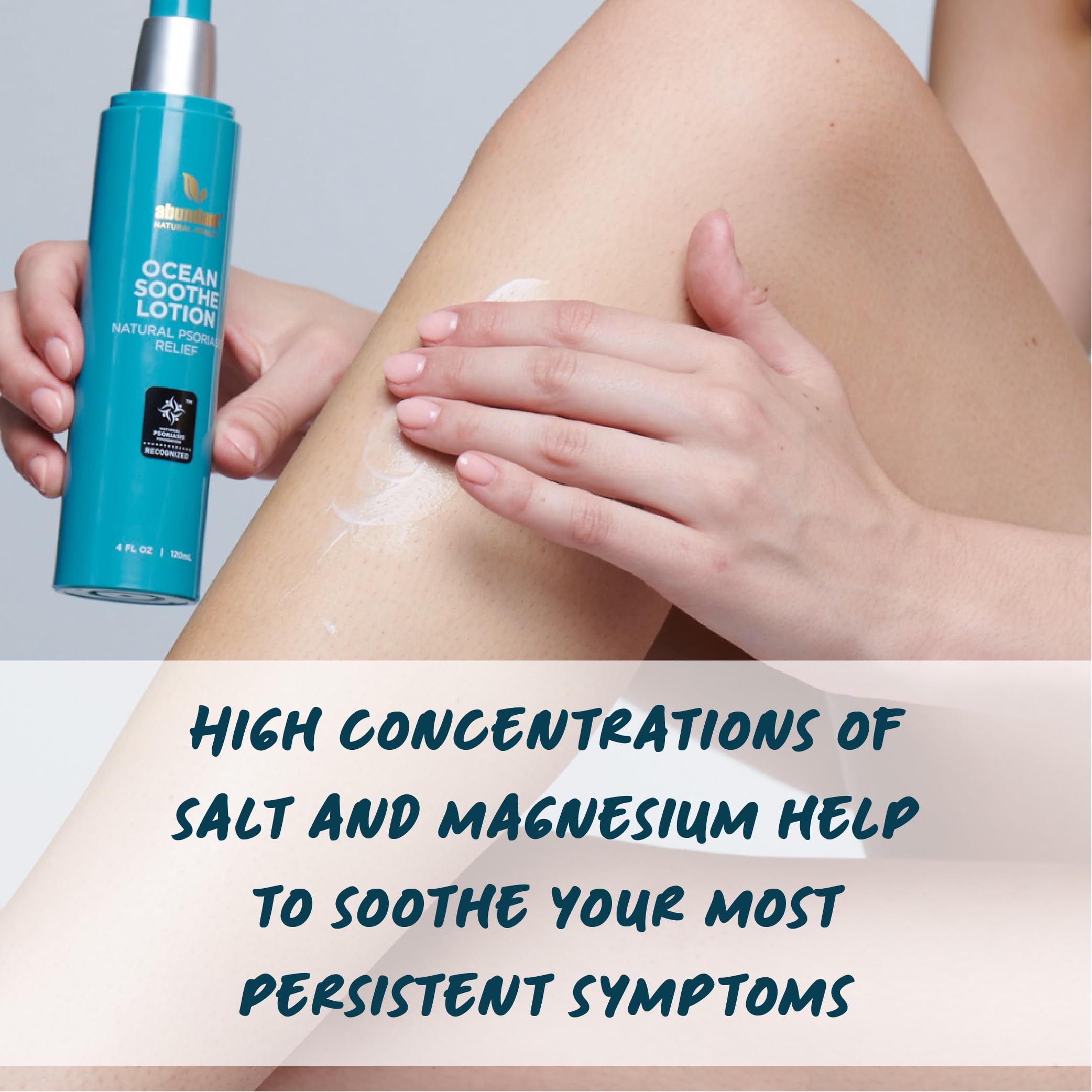 Ocean Soothe Lotion with Natural Magnesium Salts and 1.8% Salicylic Acid for Relief and Control of Mild Psoriasis Symptoms, Hydrate and Soothe Skin, Fragrance-Free, 120mL