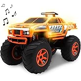Monster Truck with Lights & Sounds, Motorized Orange Truck for Boys, Girls, Toddlers 3+