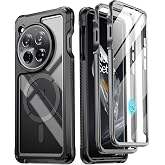 Poetic Guardian Case Compatible with OnePlus 12 5G (2024), Built-in Screen Protector, Works with Fingerprint ID, Shockproof, Robust, Transparent, Full Body Hybrid Case, Black/Clear