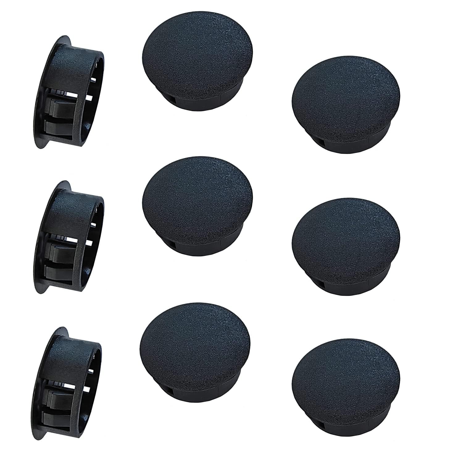 Qrity 5 PCS Plastic Button Plugs, 40mm Round Drill Hole Cover Caps, Snap on Type, Furniture Hole Caps, Black, for Cabinet Desk Table Chair Cupboard Wardrobe