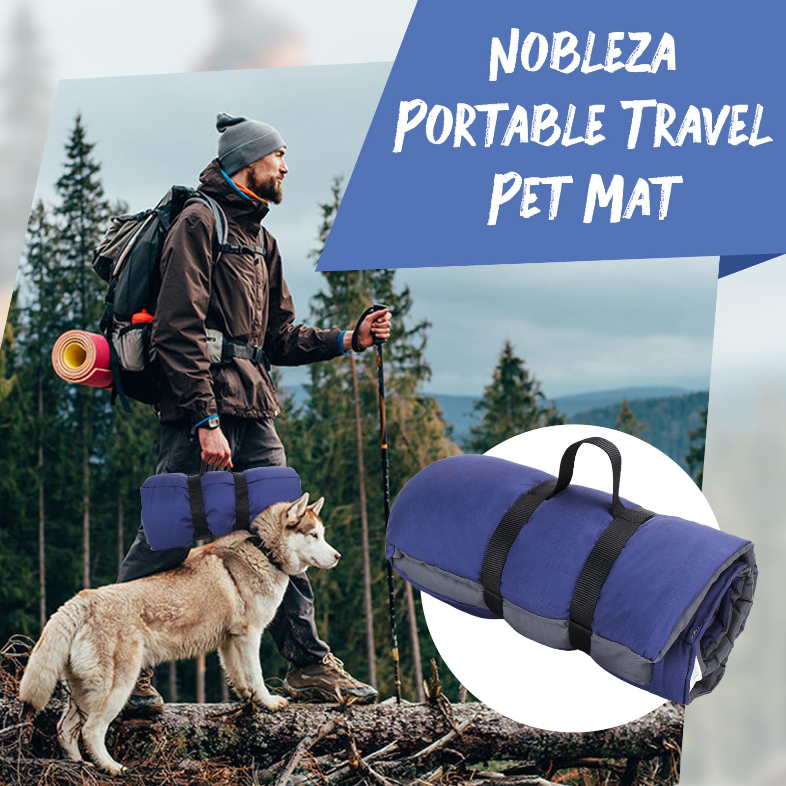 Nobleza wasserdichte Hundematte für Outdoor, Waschbare Große Hundedeck für Unterwegs, Faltbar Reisedecke für Hunde, Tragbare Hundebett, 110x68 cm 3