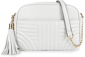 EVVE Quilted Crossbody Bags for Women - Stylish Camera Bag with Tassel - Lightweight Medium Size Shoulder Purse
