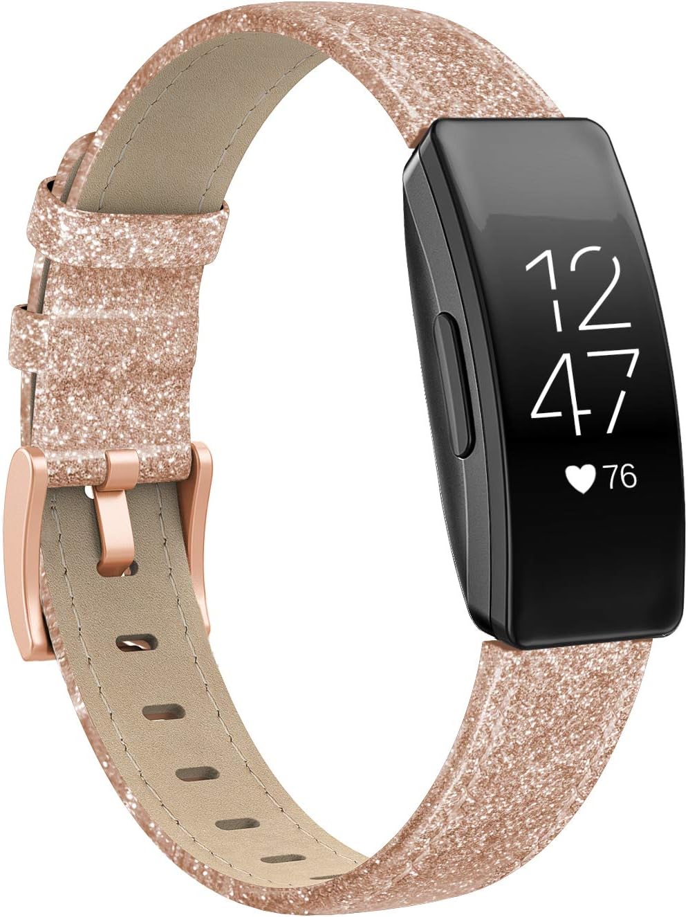 SWEES Leather Band Compatible with Fitbit Inspire 2 Bands / Inspire HR / Inspire Band for Women Men, Genuine Leather Wristband Replacement with Fitbit Inspire 2 / HR / Inspire Black, Brown, Rose Gold