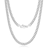Eterjew 18k Gold Plated S925 Sterling Silver Chain Necklace for Men Women, 3.5mm, 4mm, 5mm Diamond Cut Cuban Link Chain, Sturdy & Shiny & Not Easy to Fade & Comfortable 16 18 20 22 24 26 Inch