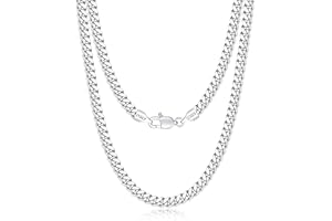 ETERJEW Italian Solid 18k Gold Over 925 Sterling Silver Chain Necklace for Men Women, 3.5mm, 5mm Diamond Cut Cuban Link Chain, Sturdy & Shiny & Not Easy to Fade & Comfortable 16 18 20 22 24 26 Inch