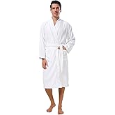 SIORO Men's Terry Cotton Robe, Absorbent Kimono Towel Bathrobe for Spa and Hotel, Soft Shower Calf Length Cloth with Pockets