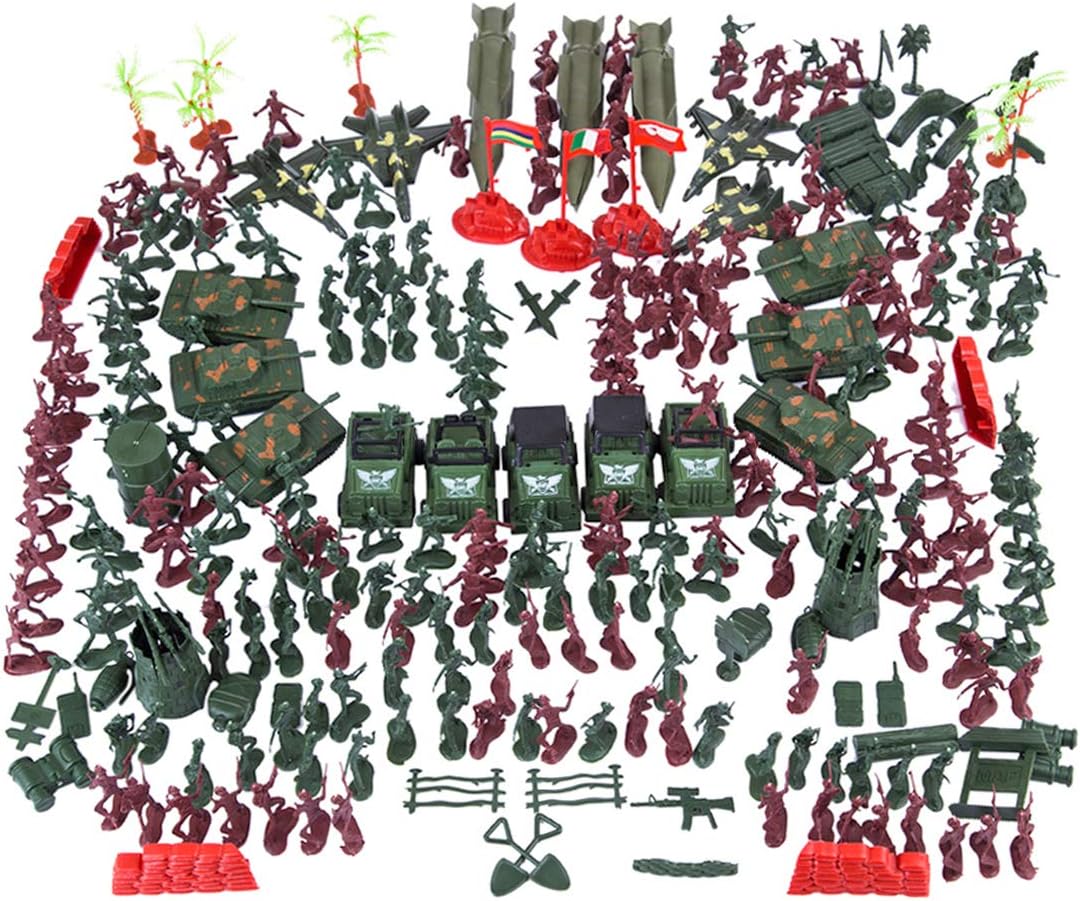 ColiCor 301Pcs 5cm Plastic Military Action Figures Playset Toy Soldiers Army Toys Soldiers Set