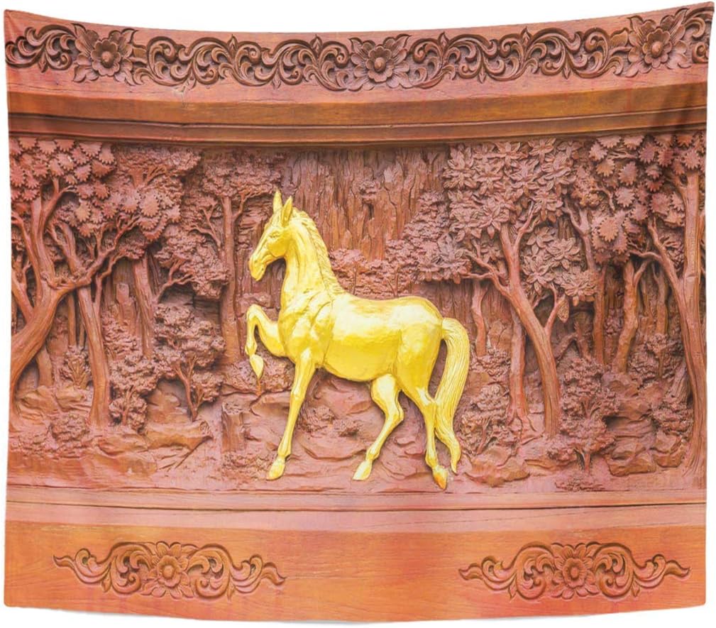 N\A Antiguas Tallas de Madera de Caballo de Pared marrón en Tierra