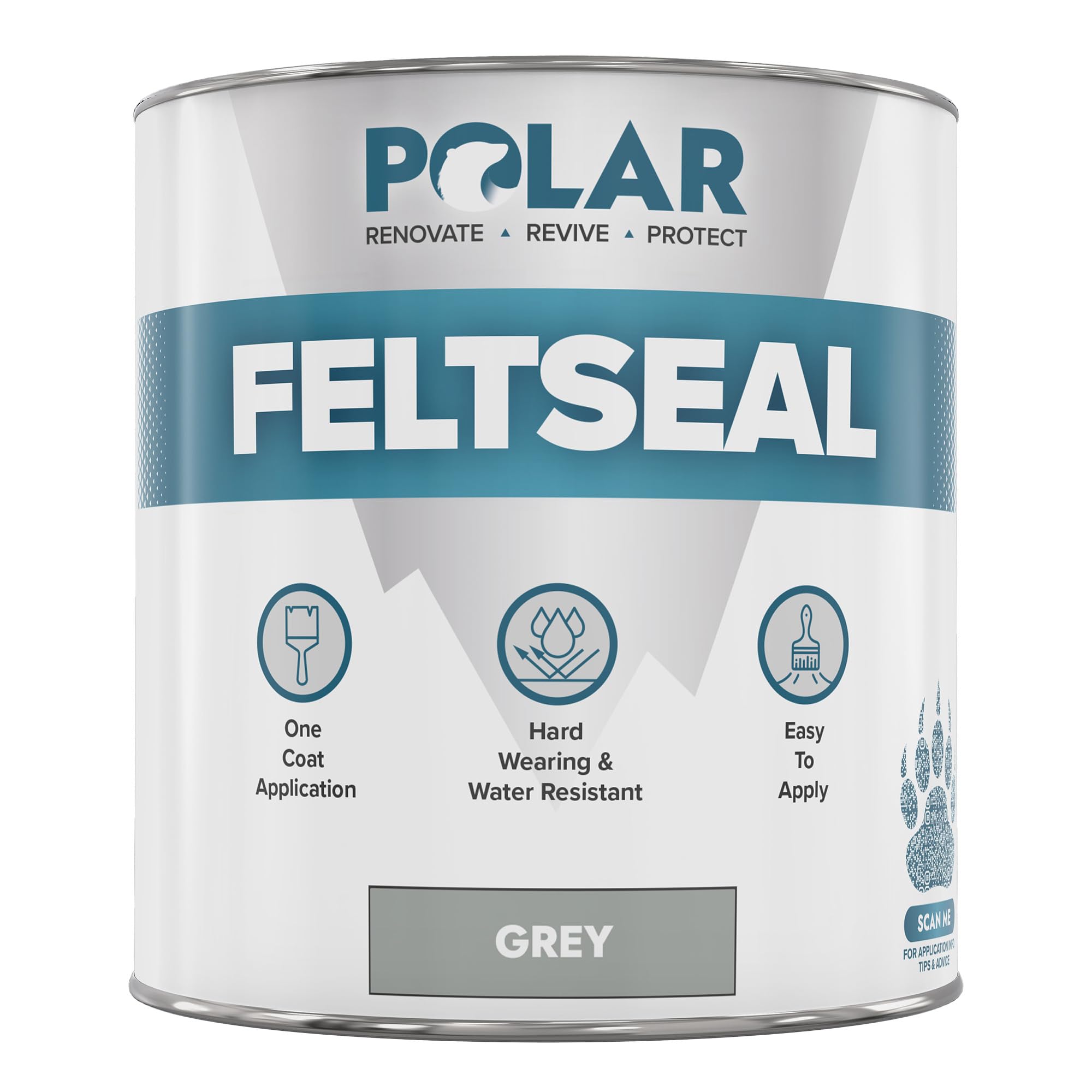 Polar Felt Seal - Waterproof Felt Sealant for Shed Roofs & Garage Roofs - One-Coat Repair - Prevent and Stop Leaks & Cracks - No Primer Needed - Grey - 1L