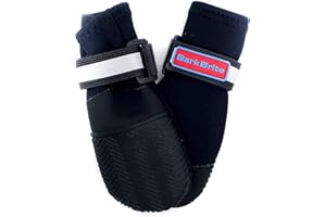 BARK BRITE All Weather Neoprene Paw Protector Dog Boots with Reflective Straps in 5 Sizes! (Black Small)
