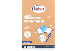 Binbata Eco Windshield Washer Fluid, 60 Sheets Makes 60 Gallons, Effectively Remove Mud, Oil, Bird Droppings, Insect Carcasses, Tree Gum, etc. No Plastic Biodegradable Car Window & Glass Cleaner