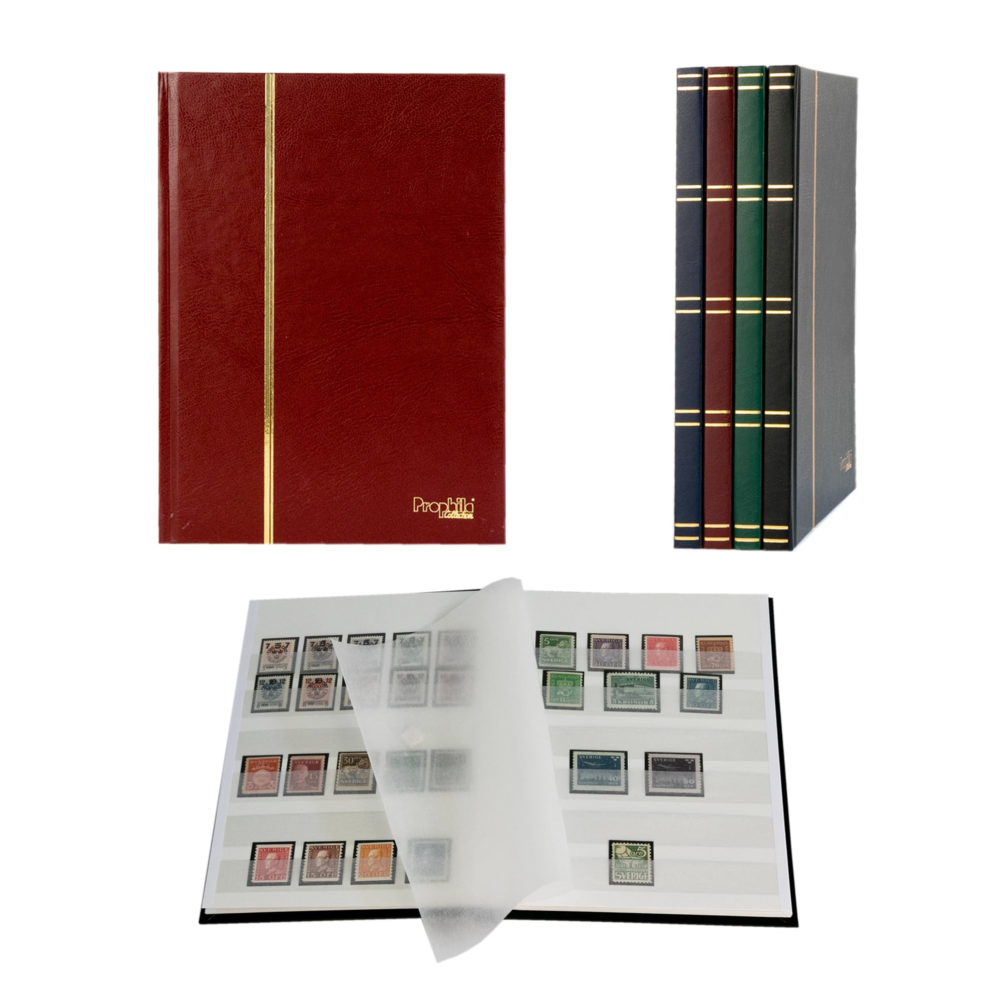 Prophila small stamp album (new) 16 white sides, red cover