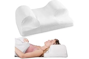 YourFacePillow Cervical Neck Beauty Pillow for Back Sleeping, Memory Foam Cervical Pillow, Ergonomic Pillow with Contoured Neck and Shoulder Support for Side, Stomach and Back Sleepers (Large)
