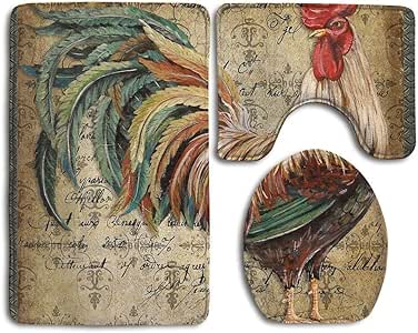 Amazon.com: crystars Bath Mat 3 Piece Bathroom Rug Set ...