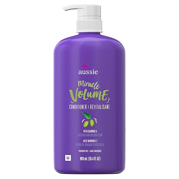 AUSSIE MIRACLE VOLUME CONDITIONER WITH PLUM & BAMBOO FOR FINE HAIR, 30.4 FLUID OUNCE