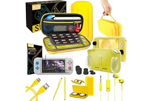 Orzly Switch Lite Accessories Bundle - Case & Screen Protector for Nintendo Switch Lite Console, USB Cable, Games Holder, Comfort Grip Case, Headphones, Thumb-Grip Pack & more (Orzly Gift Pack Yellow)
