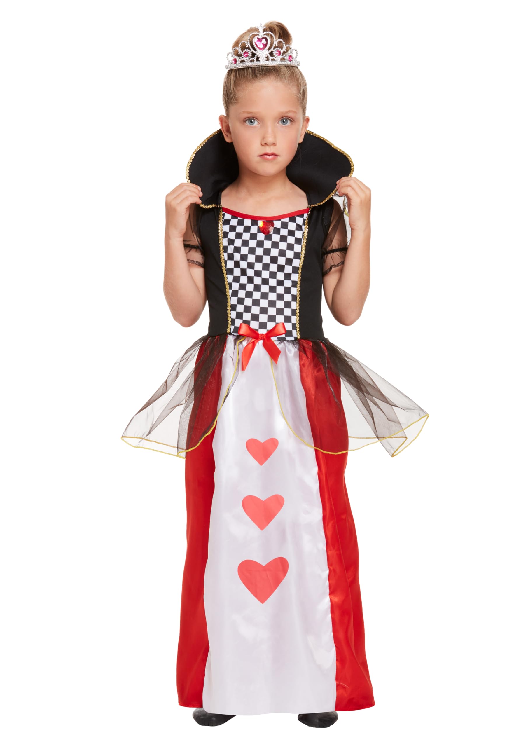 HENBRANDT Children's Queen of Hearts Costume - Fancy Dress Outfit for Book Week, Halloween, Parties - Large 10-12 Years Royal Fairytale Character Costume