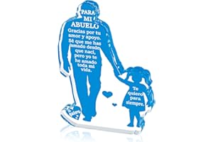 Yopyame Gift for Grandpa from Granddaughter - Spanish Grandfather Holding Hand with Granddaughter Acrylic Plaque Sign Best Grandpa Ever Gifts Regalos Para Abuelo Father’s Day Xmas Keepsake Paperweight