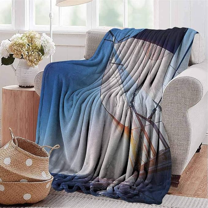 Sailboat Bed Throw Blanket Sail Boat in Action Summer