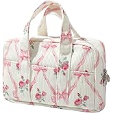 OZAOZ Large Pencil Case Pouch Extra Big Pencil Bag Wide Opening 5 Compartments Soft Corduroy Pen Bag Organizer with Zipper School Supplies for Girls Kids (A Pink Bow)