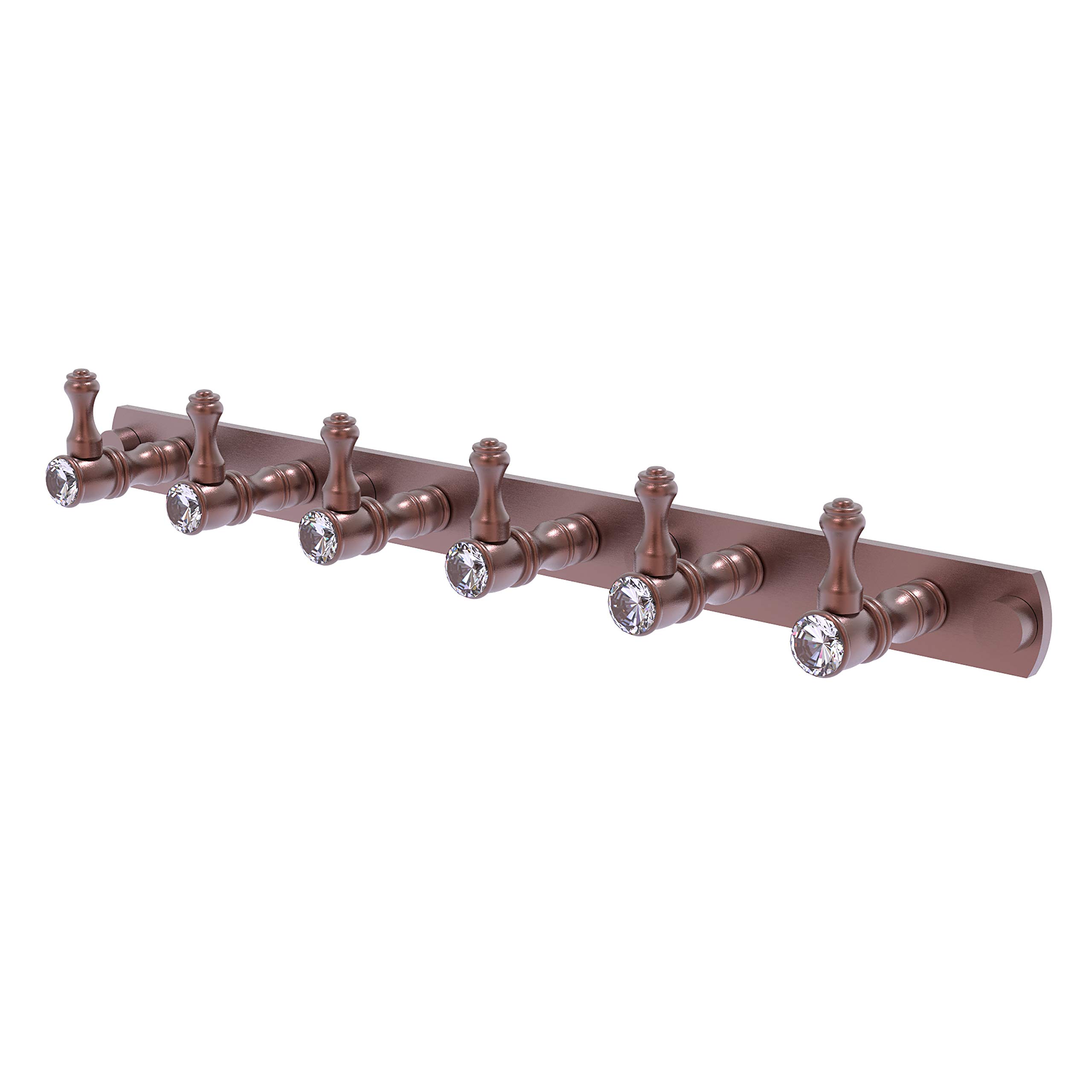 Allied Brass CC-20-6 Carolina Crystal Collection 6 Position Tie and Belt Rack Decorative Hook, Antique Copper