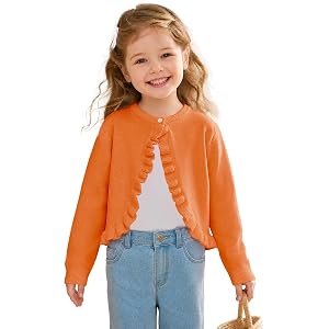 Baby Girls Long Sleeve Cardigan Sweater Toddler Kids Cropped Button Closure Tops for Party Dress