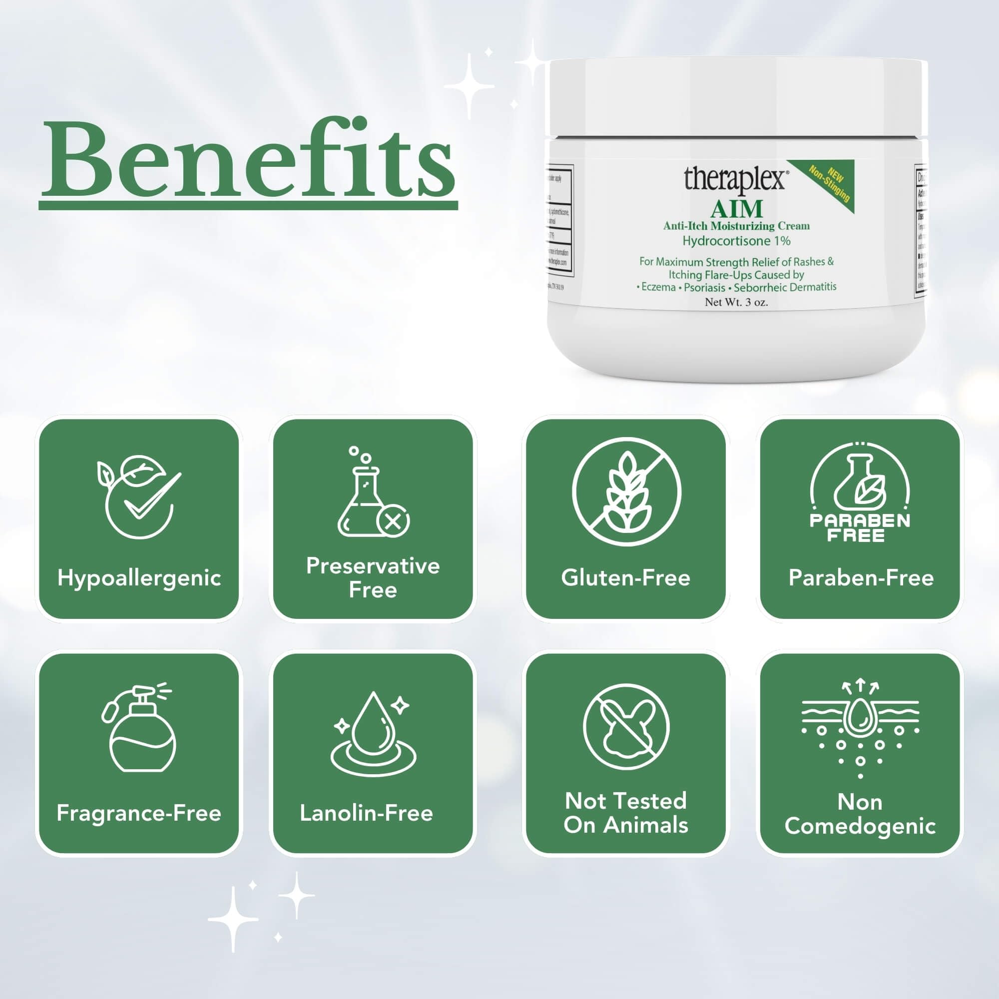 Theraplex AIM - Anti-Itch Moisturizing Cream (3 oz) - Non-stinging, Relieves Itching, Rashes, Flare Ups - Helps Repair & Restore the Skin's Natural Protective Barrier