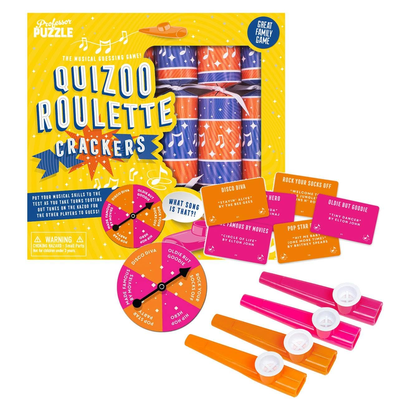 Professor Puzzle FSC Mix Christmas Crackers Kazoo Game - 6 x 12 inch - Quizoo Roulette