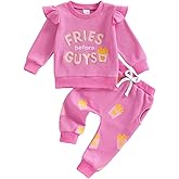 DuAnyozu Little Girl Valentines Day Outfit Fries Before Guys Sweatshirt Long Sleeve Pullover Pants Cute Valentines Clothes