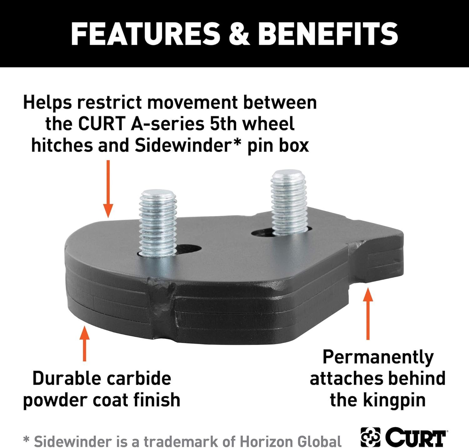 CURT 16992 ASeries 5th Wheel Wedge Kit for Rotating Pin Box Hitches