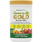 NaturesPlus Source of Life GOLD Drink Mix, Tropical Fruit Flavor - 1.2 lb - Multi-Vitamin Supplement - Blood, Bone & Immune Support - Gluten Free - 30 Servings