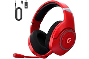 KAPEYDESI Wireless Gaming Headset for PS5/PC/Switch - 2.4GHz Ultra-Low Latency, 3D Surround Sound | 40Hr Playtime, Detachable Mic & Dual Connectivity - for PC, Phone, Laptop, Mac Deep Red