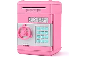 KMiKE Electronic Piggy Bank for Kids Cash Cartoon ATM Money Saver Bank for Kids with Password Great Gift Toy for Kids Children (Pink)