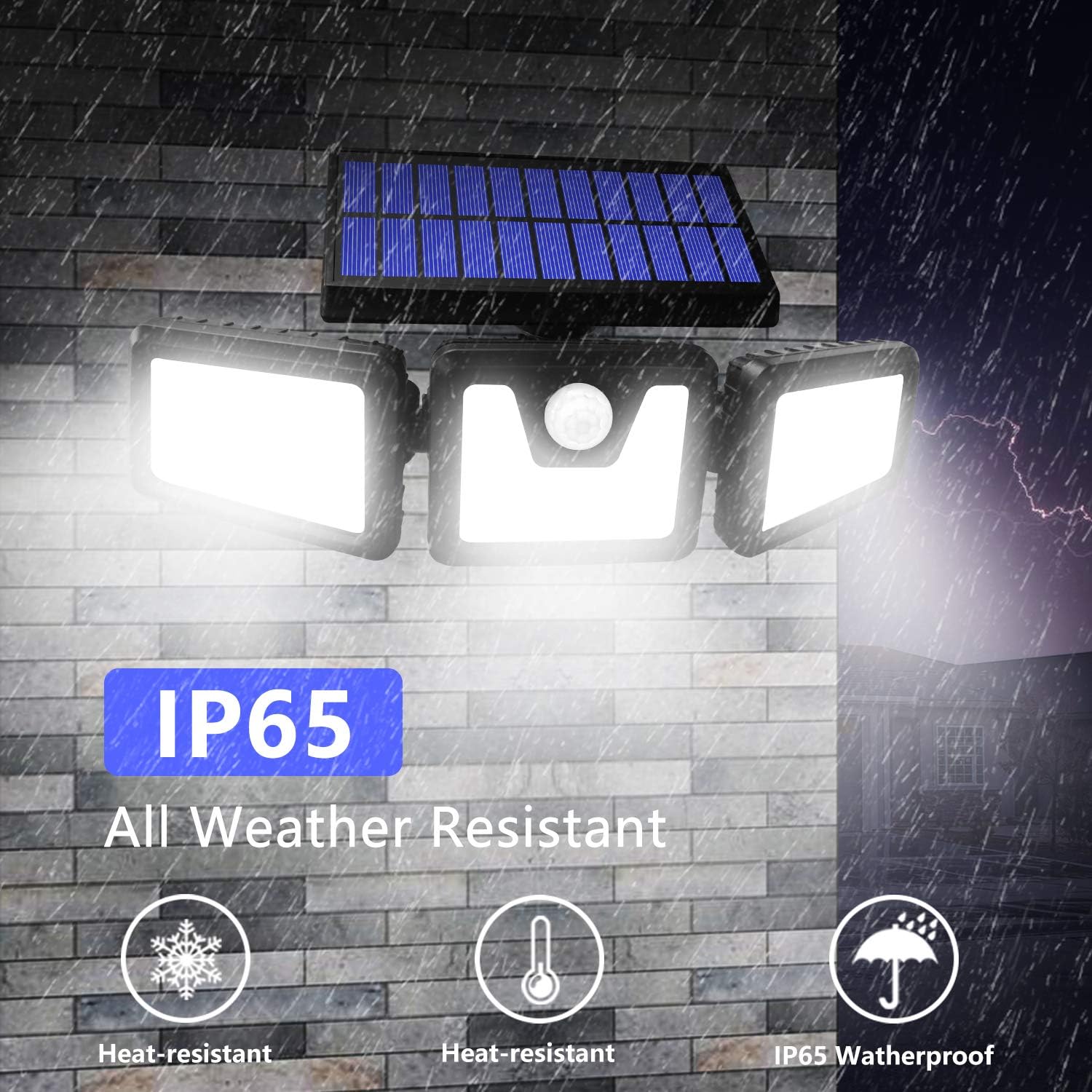 BEACON Solar Lights Outdoor, 800LM Wireless LED Solar Motion Sensor Lights Outdoor, 3 Adjustable Heads, 270° Wide Angle Illumination, IP65 Waterproof, Security LED Flood Light (2Pack): Home Improvement