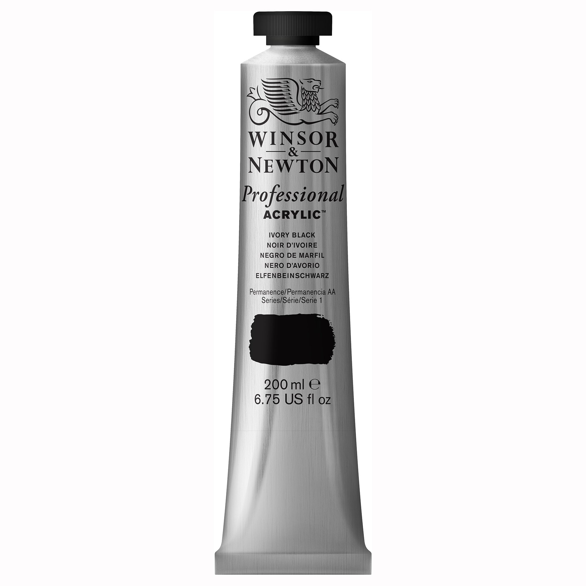 Winsor & Newton 2337331 200ml Professional Acrylic Colour Tube - Ivory Black