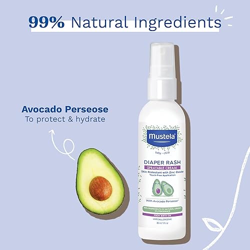 Mustela Baby Diaper Rash Cream Spray – Touch-Free protectant with