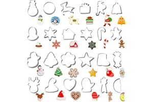 24 Pieces Christmas Cookie Cutter Set, Stainless Steel Biscuit Cutter, Star Tree Snowflake Candy and More Christmas Shapes Sm
