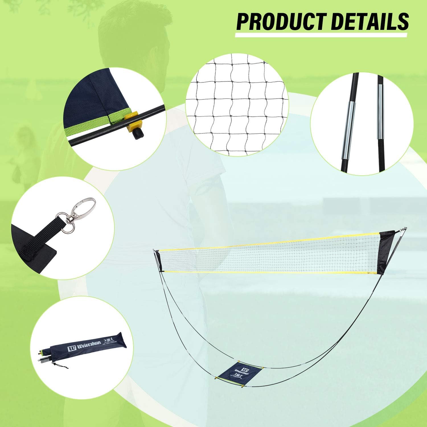 11 Pieces Complete Badminton Set, 9.8 feet Portable Net, 4 Rackets, 6 Shuttlecock for Starters, Family, Ball Games Outdoor Team Sports : Sports & Outdoors